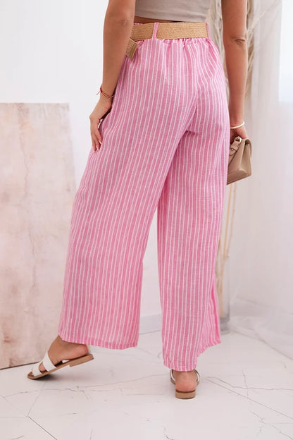 Дамски широки панталони от вискоза на райета ART9806-2