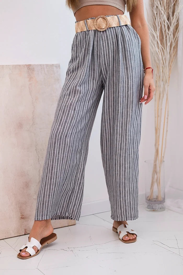 Дамски широки панталони от вискоза на райета ART9806-2