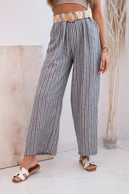 Дамски широки панталони от вискоза на райета ART9806-2