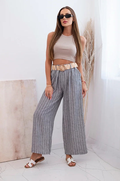 Дамски широки панталони от вискоза на райета ART9806-2