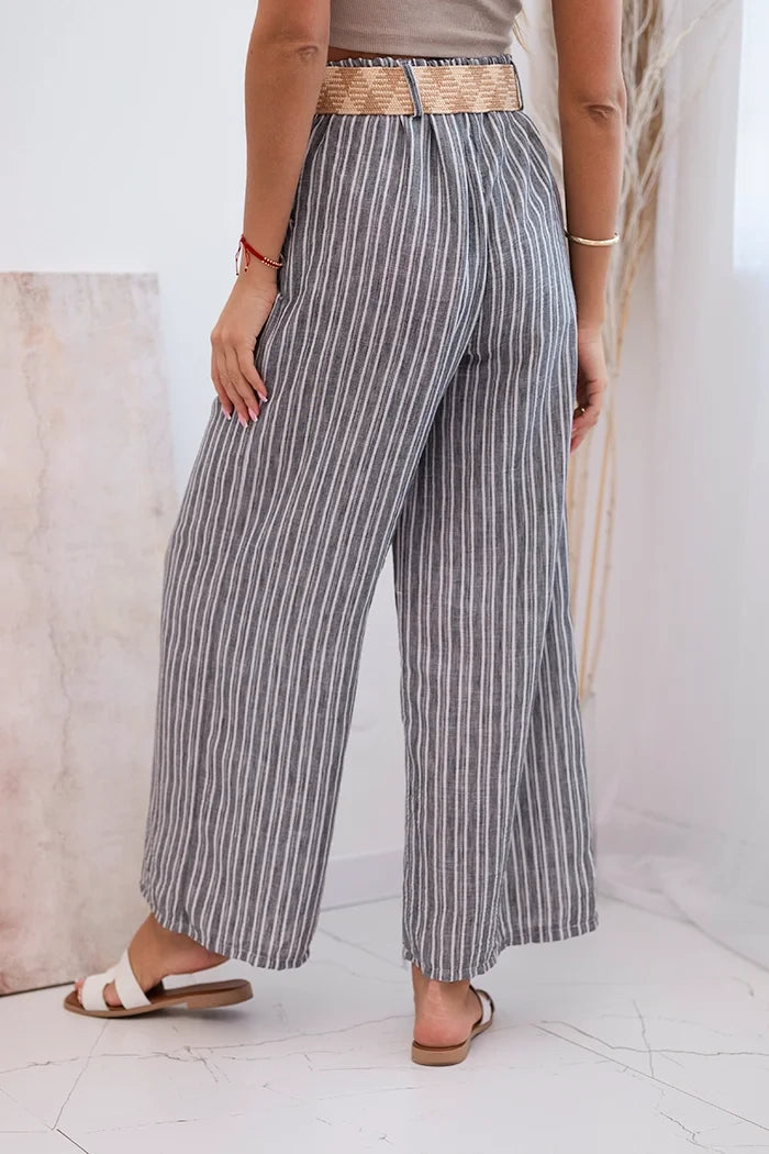 Дамски широки панталони от вискоза на райета ART9806-2