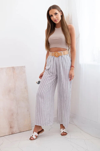 Дамски широки панталони от вискоза на райета ART9806-2