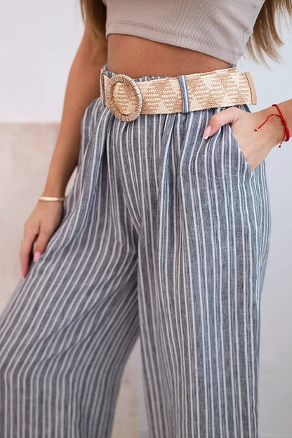 Дамски широки панталони от вискоза на райета ART9806-2