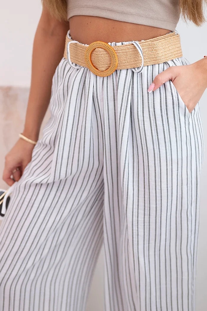 Дамски широки панталони от вискоза на райета ART9806-2