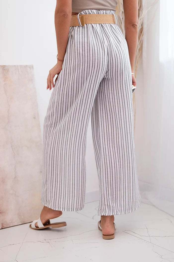 Дамски широки панталони от вискоза на райета ART9806-2