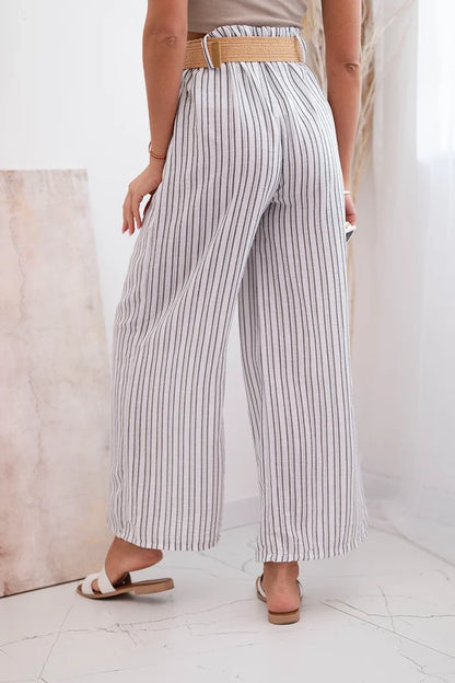 Дамски широки панталони от вискоза на райета ART9806-2