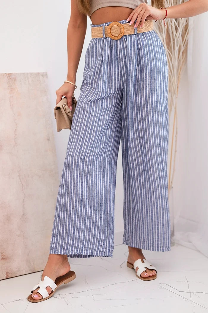 Дамски широки панталони от вискоза на райета ART9806-2