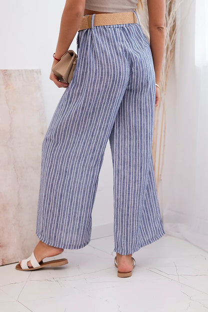 Дамски широки панталони от вискоза на райета ART9806-2