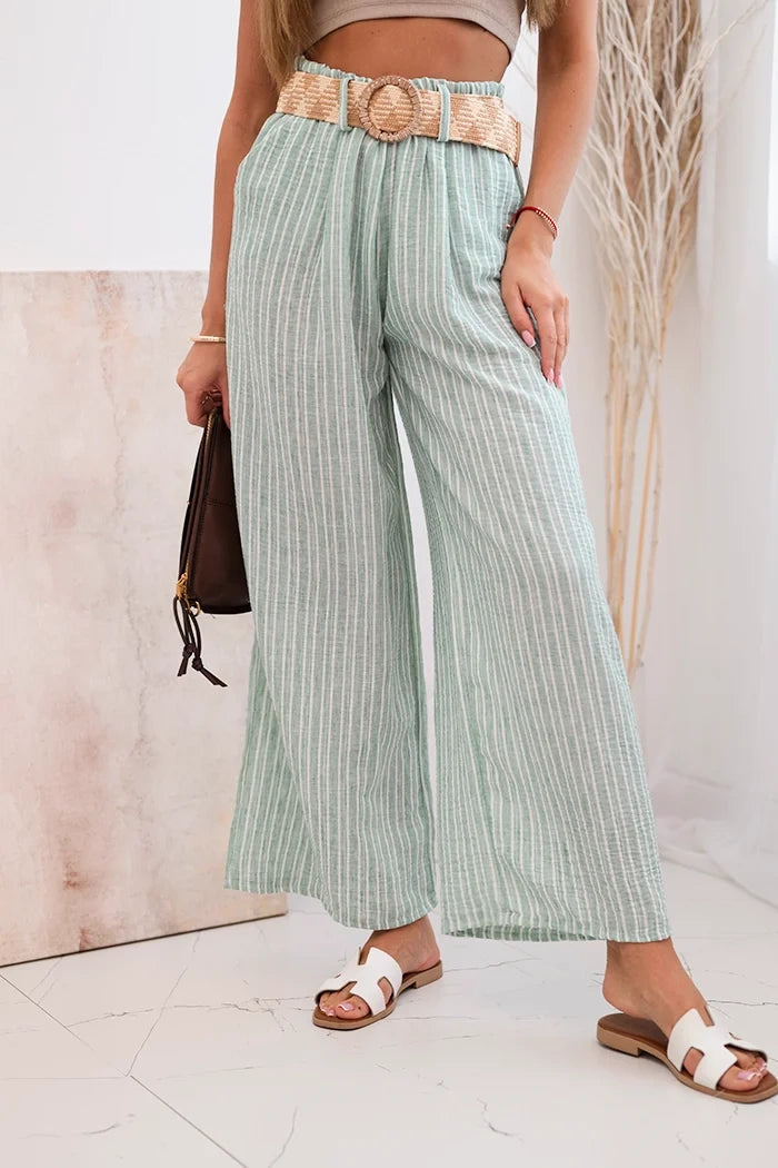 Дамски широки панталони от вискоза на райета ART9806-2