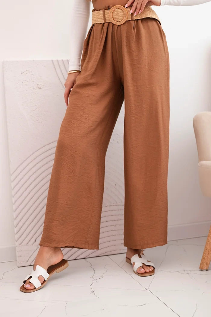 Дамски вискозен панталон с декоративен колан ART9806-3