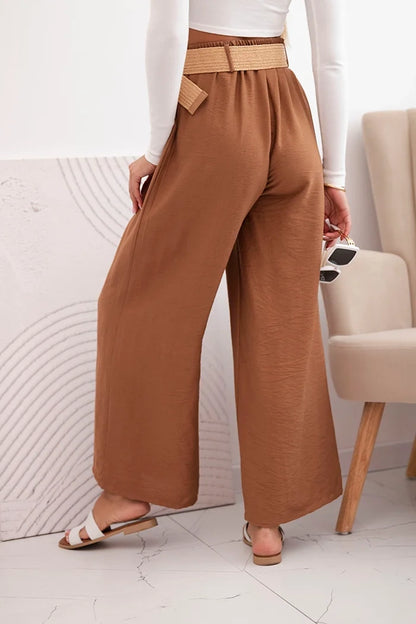 Дамски вискозен панталон с декоративен колан ART9806-3