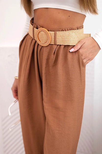 Дамски вискозен панталон с декоративен колан ART9806-3