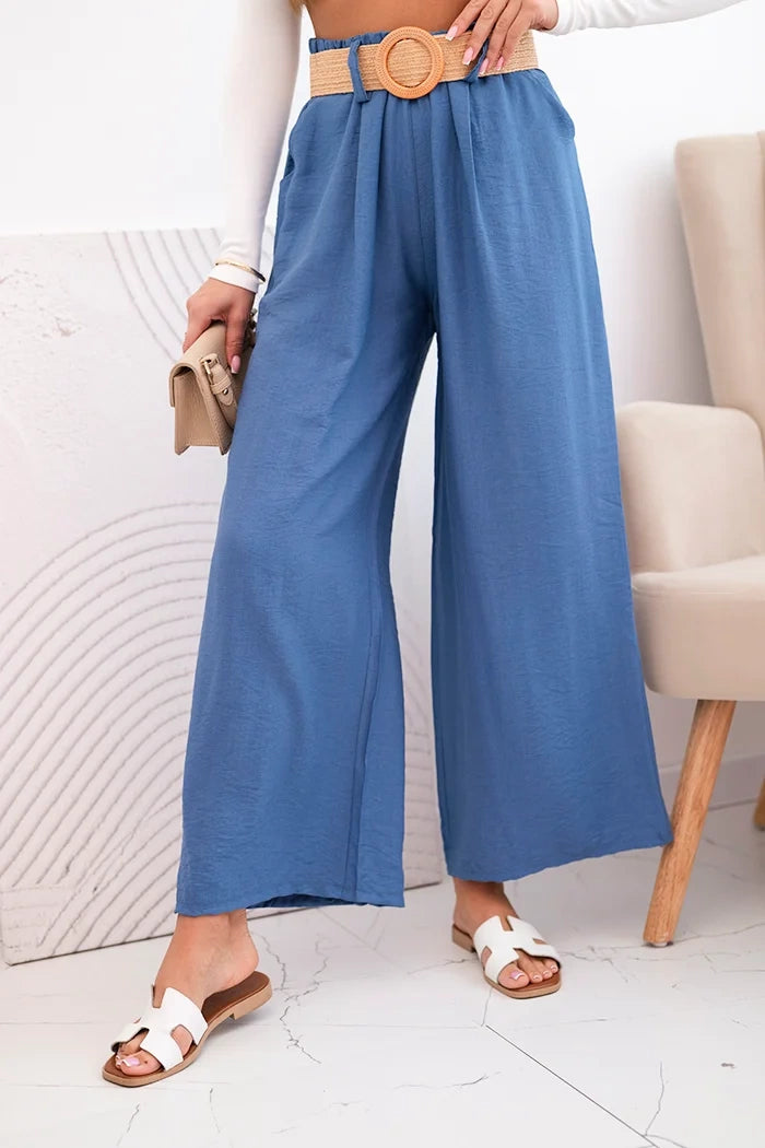 Дамски вискозен панталон с декоративен колан ART9806-3