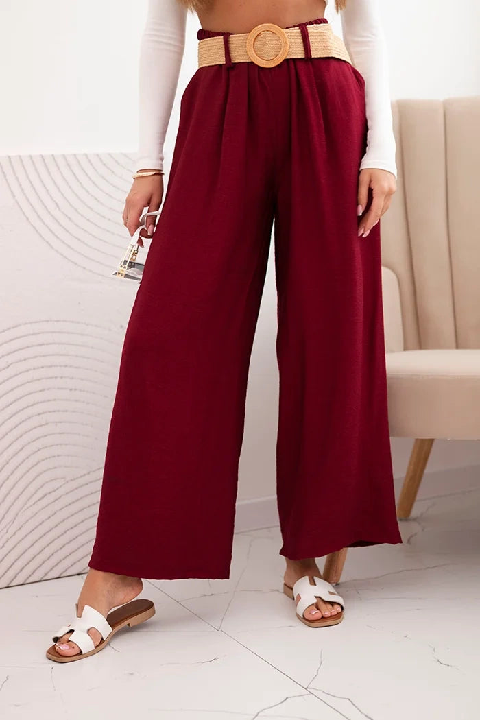 Дамски вискозен панталон с декоративен колан ART9806-3