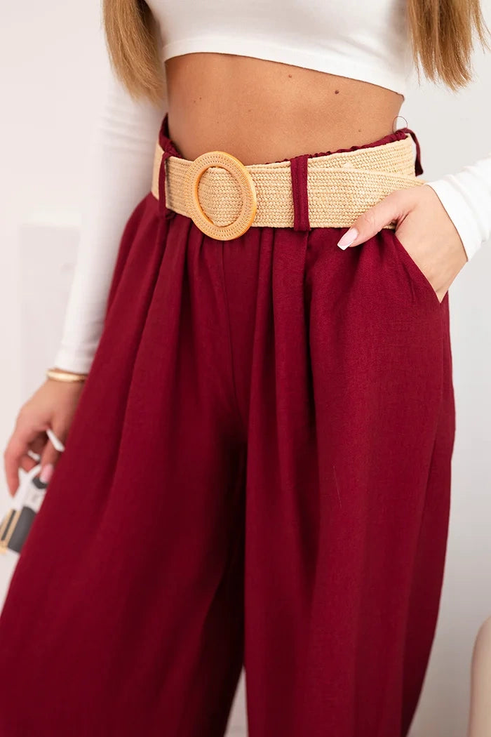 Дамски вискозен панталон с декоративен колан ART9806-3