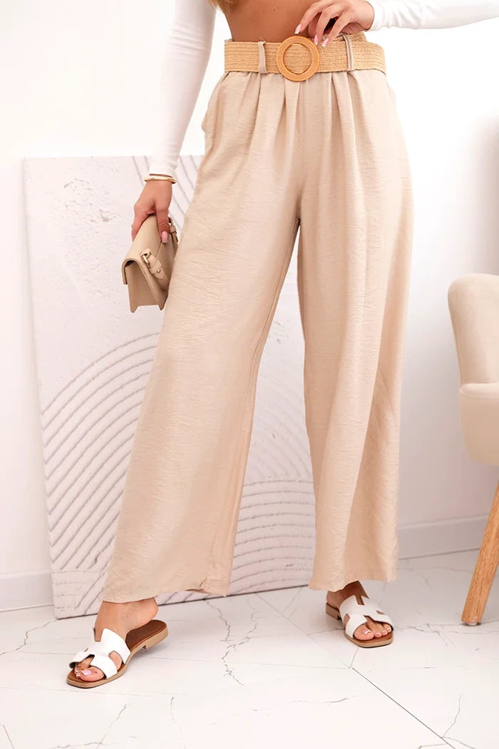 Дамски вискозен панталон с декоративен колан ART9806-3