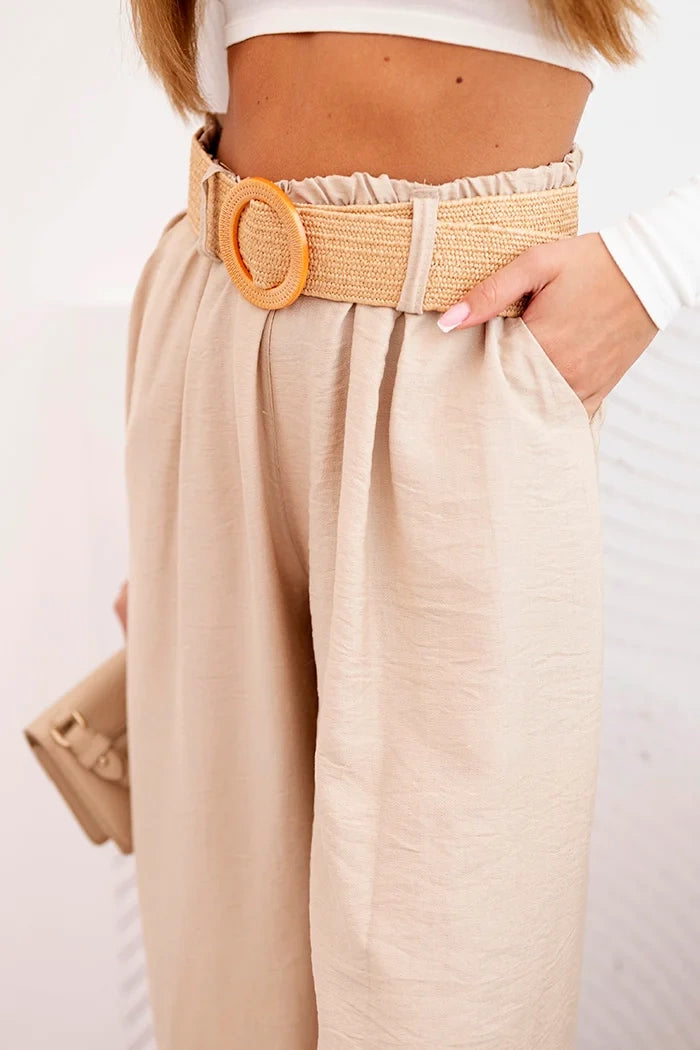 Дамски вискозен панталон с декоративен колан ART9806-3