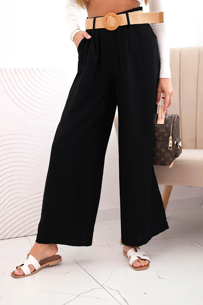 Дамски вискозен панталон с декоративен колан ART9806-3