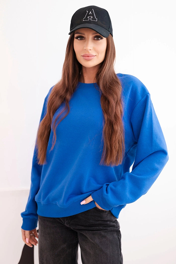 Дамски основен памучен суитшърт с кръгло деколте HIT3