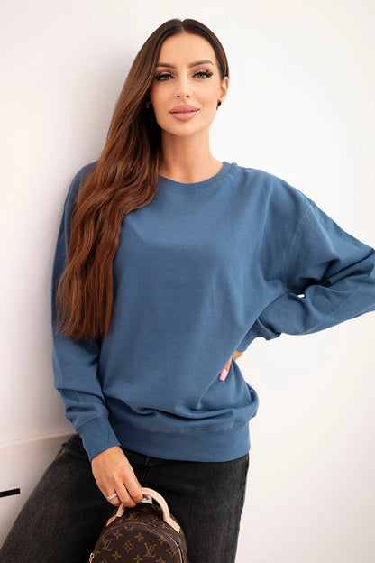 Дамски основен памучен суитшърт с кръгло деколте HIT3