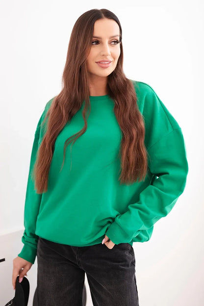 Дамски основен памучен суитшърт с кръгло деколте HIT3