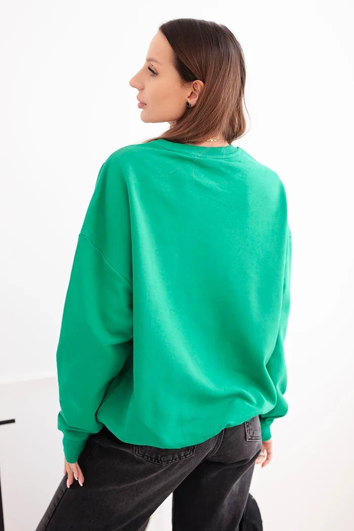 Дамски основен памучен суитшърт с кръгло деколте HIT3