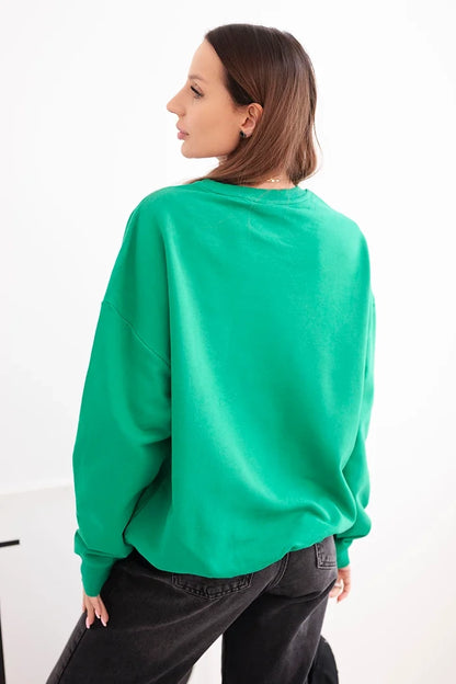 Дамски основен памучен суитшърт с кръгло деколте HIT3