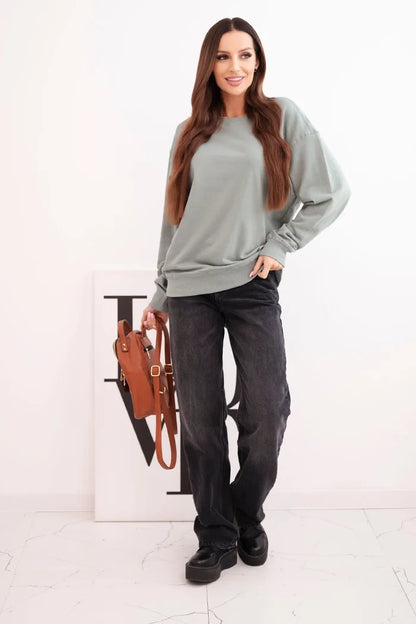 Дамски основен памучен суитшърт с кръгло деколте HIT3