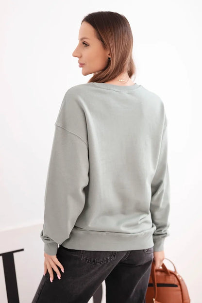 Дамски основен памучен суитшърт с кръгло деколте HIT3