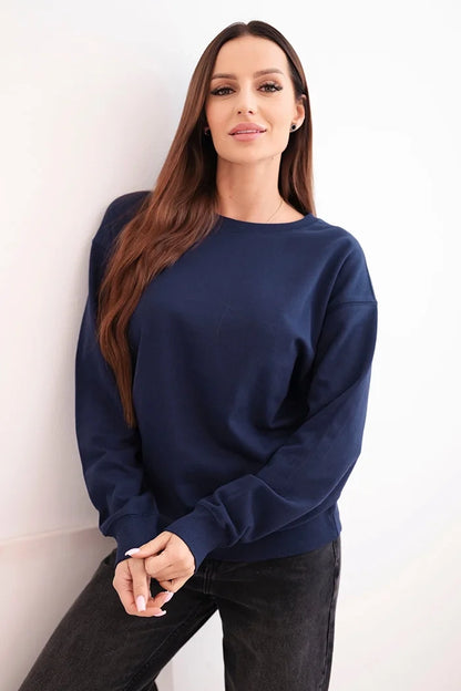 Дамски основен памучен суитшърт с кръгло деколте HIT3