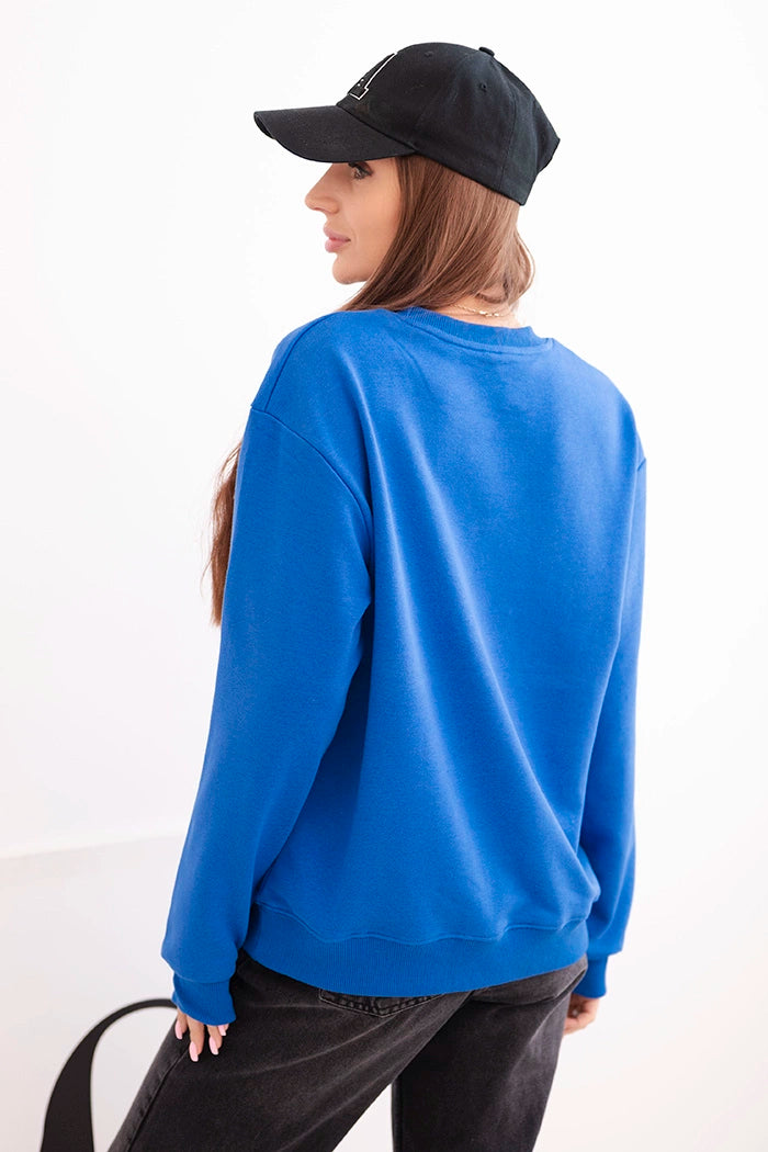 Дамски основен памучен суитшърт с кръгло деколте HIT3