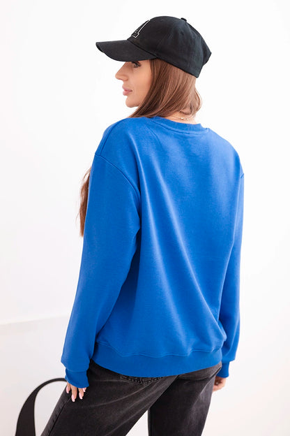 Дамски основен памучен суитшърт с кръгло деколте HIT3