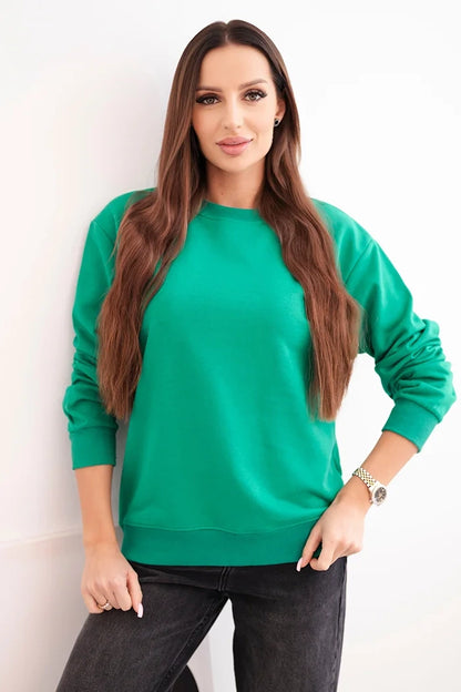 Дамски основен памучен суитшърт с кръгло деколте HIT3