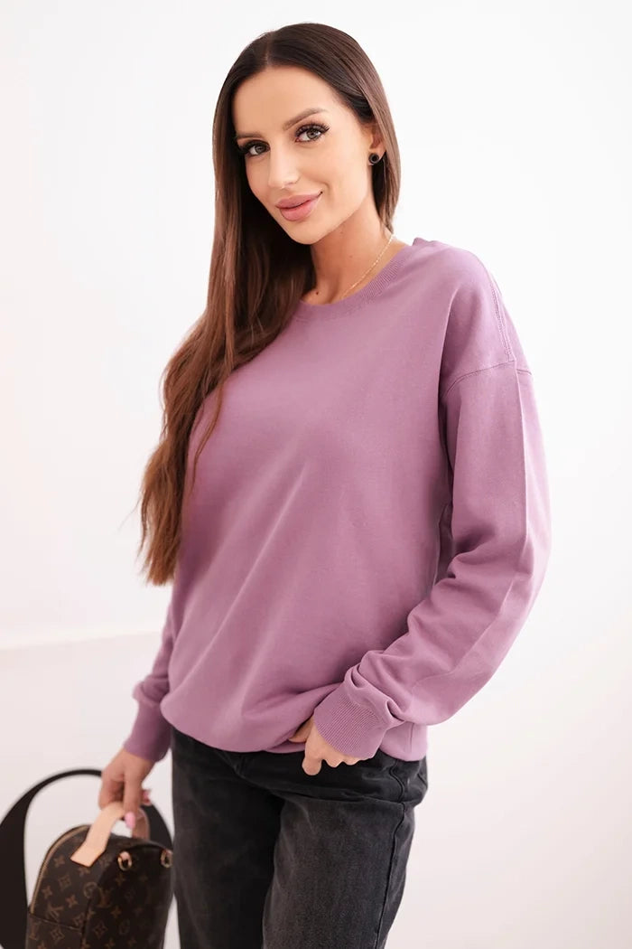 Дамски основен памучен суитшърт с кръгло деколте HIT3