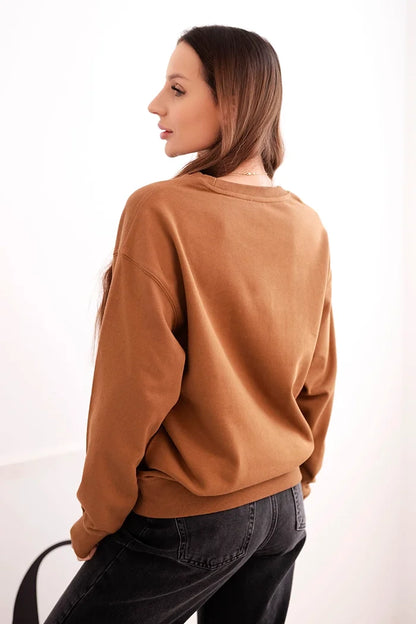 Дамски основен памучен суитшърт с кръгло деколте HIT3