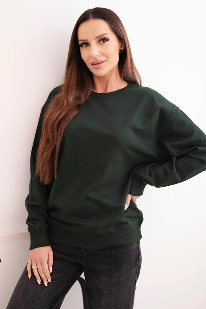 Дамски основен памучен суитшърт с кръгло деколте HIT3