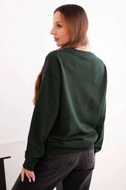 Дамски основен памучен суитшърт с кръгло деколте HIT3