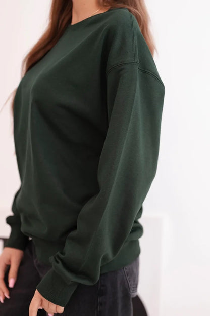 Дамски основен памучен суитшърт с кръгло деколте HIT3