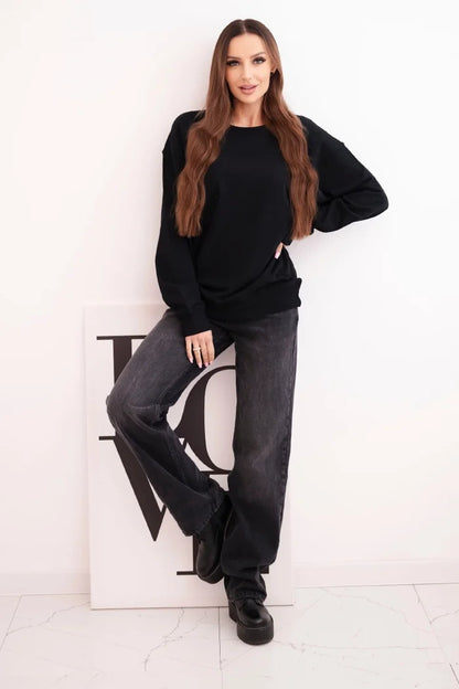 Дамски основен памучен суитшърт с кръгло деколте HIT3