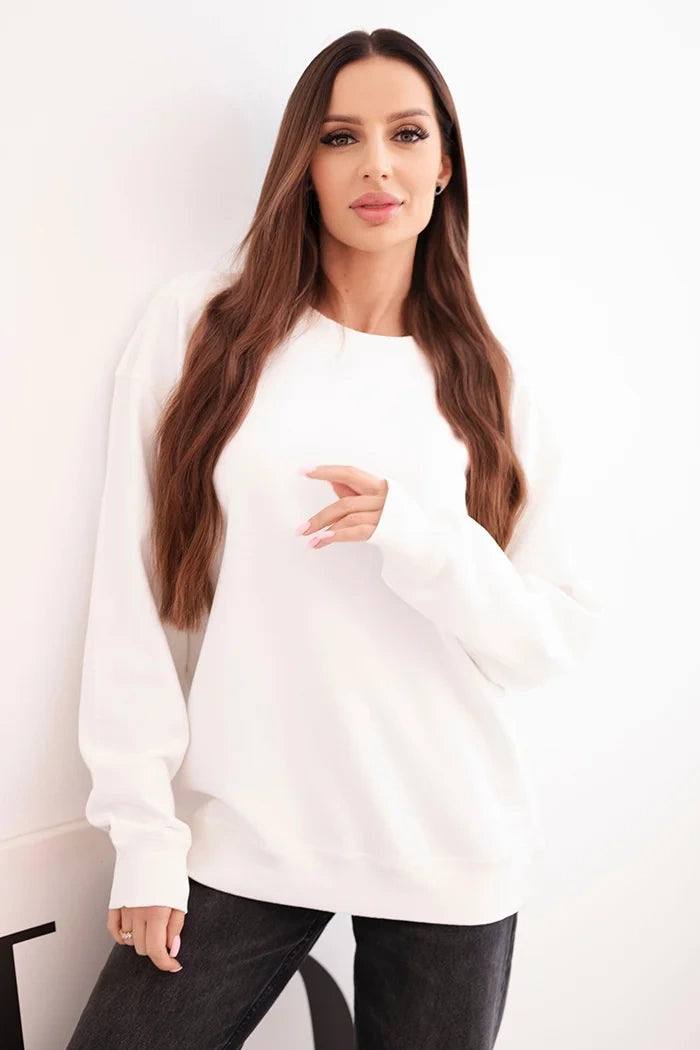 Дамски основен памучен суитшърт с кръгло деколте HIT3