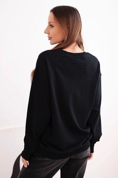 Дамски основен памучен суитшърт с кръгло деколте HIT3