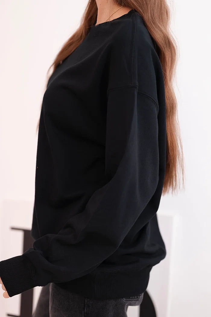 Дамски основен памучен суитшърт с кръгло деколте HIT3