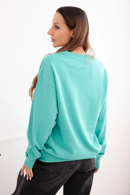 Дамски основен памучен суитшърт с кръгло деколте HIT3