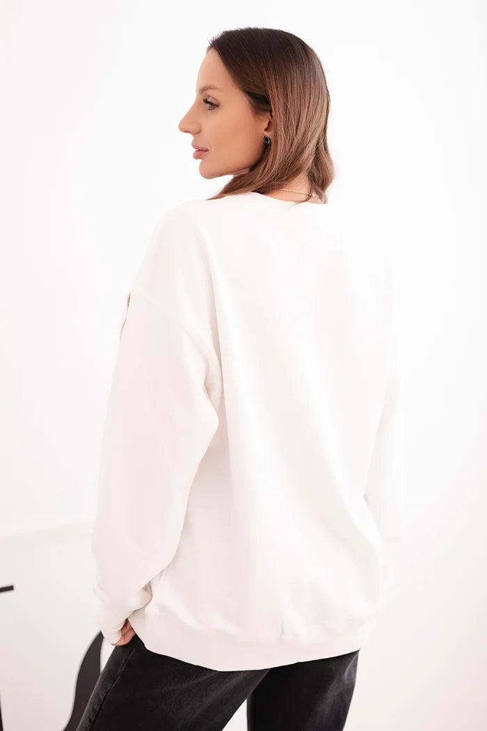 Дамски основен памучен суитшърт с кръгло деколте HIT3