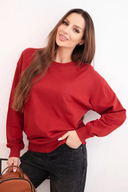 Дамски основен памучен суитшърт с кръгло деколте HIT3