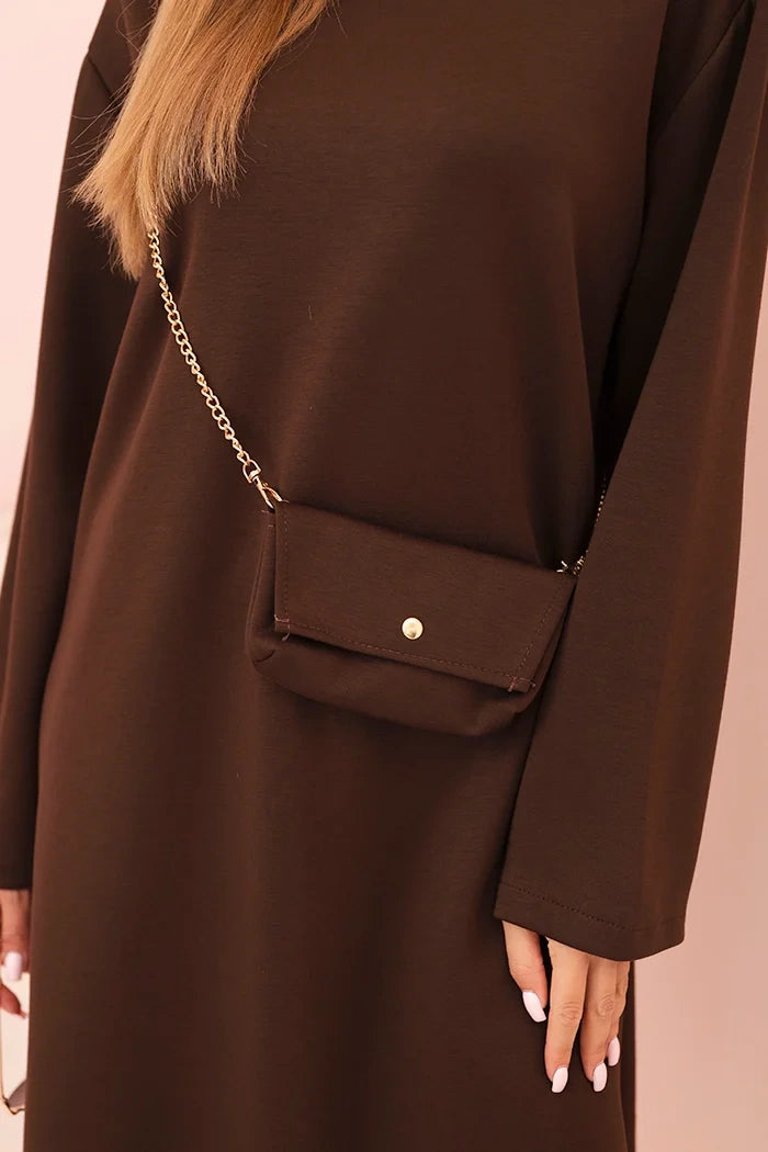 Дамска рокля от вискоза с големи размери и чанта с верижка IT85