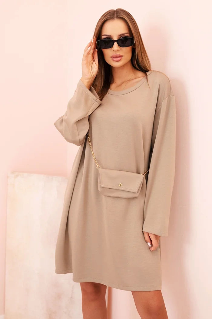 Дамска рокля от вискоза с големи размери и чанта с верижка IT85