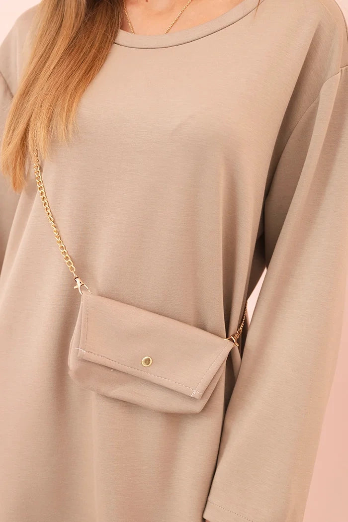 Дамска рокля от вискоза с големи размери и чанта с верижка IT85