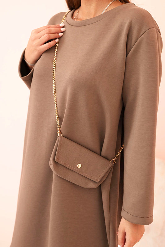 Дамска рокля от вискоза с големи размери и чанта с верижка IT85