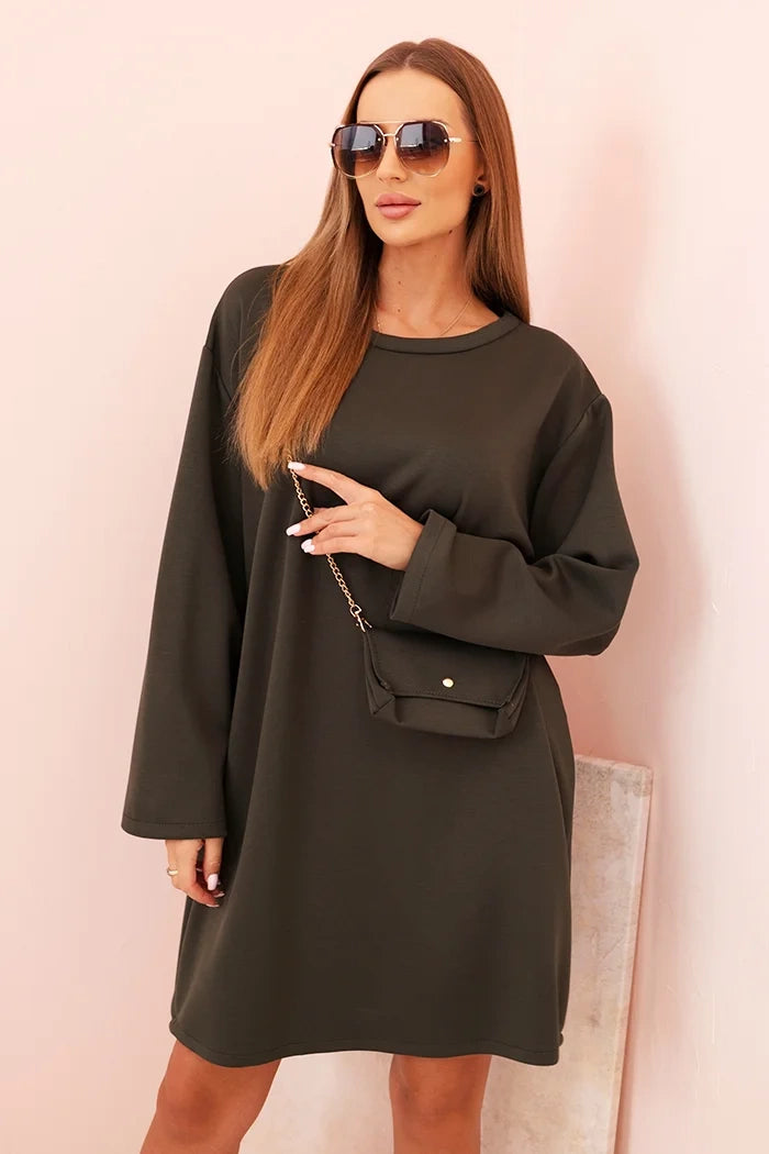 Дамска рокля от вискоза с големи размери и чанта с верижка IT85